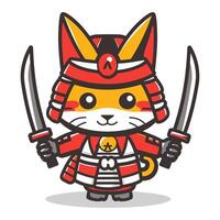 samurai cat character vector
