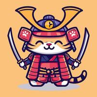 samurai cat character vector