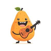 A papaya playing a tiny guitar vector