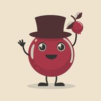 A cranberry with a tiny top hat vector