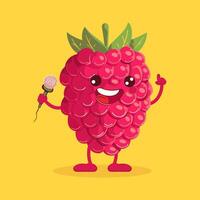 A raspberry holding a tiny microphone vector