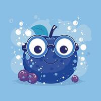 A blueberry with bubbles around vector