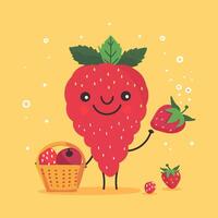 A raspberry holding a tiny basket vector