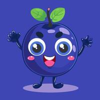 A blueberry with wide eyes and arms raised vector