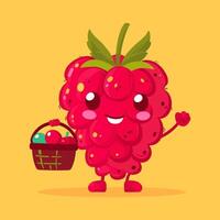 A raspberry holding a tiny basket vector