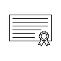 certifcate icon design outline style on white background vector