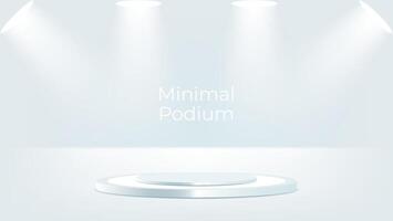 minimal white podium with lighting vector