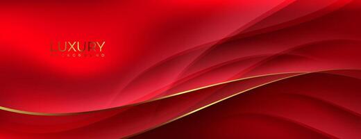 red fabric background with golden wavy lines. luxury design vector