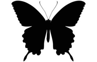 Butterfly Black Silhouette Isolated on White Background. vector