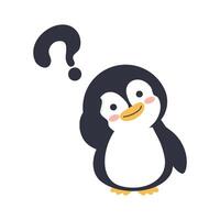 Confused penguin with a question mark vector