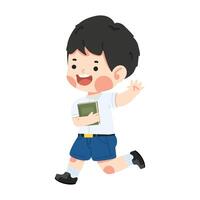 student running and holding a book vector