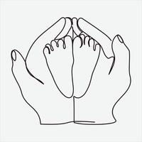 Continuous drawing illustration feet art vector