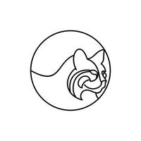 Lynx Animal in Circle line modern and simple design template vector