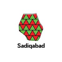 Map of Sadiqabad illustration design template, Map capital city of Pakistan, abstract design with colorful geometric vector