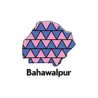 Map of Bahawalpur illustration design template, Map capital city of Pakistan, abstract design with colorful geometric vector