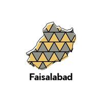 Map of Faisalabad illustration design template, Map capital city of Pakistan, abstract design with colorful geometric vector