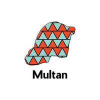 Map of Multan illustration design template, Map capital city of Pakistan, abstract design with colorful geometric vector