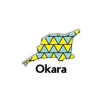 Map of Okara illustration design template, Map capital city of Pakistan, abstract design with colorful geometric vector