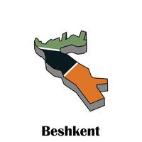 Beshkent City Republic of Kyrgyzstan map illustration, template with outline graphic sketch style isolated on white background vector