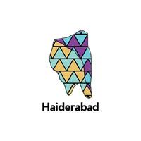 Map of Haiderabad illustration design template, Map capital city of Pakistan, abstract design with colorful geometric vector