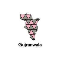 Map of Gujranwala illustration design template, Map capital city of Pakistan, abstract design with colorful geometric vector