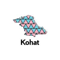 Map of Kohat illustration design template, Map capital city of Pakistan, abstract design with colorful geometric vector