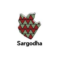 Map of Sargodha illustration design template, Map capital city of Pakistan, abstract design with colorful geometric vector