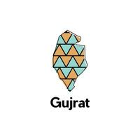 Map of Gujrat illustration design template, Map capital city of Pakistan, abstract design with colorful geometric vector