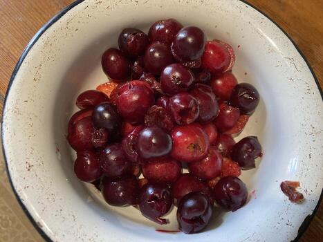 haciendo compota desde Fresco bayas y frutas foto