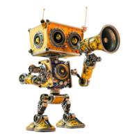 Robot Speaking on Mic on Transparent Background png
