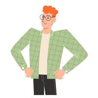 A young man stands proudly with his shoulders squared vector