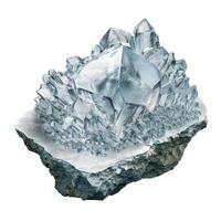 Sparkling Crystal Cluster on Rock with Reflective Surface photo