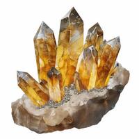 Watercolor Illustration of a Citrine Crystal Cluster photo