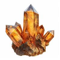 Radiant Citrine Crystal Formation Against White Background photo