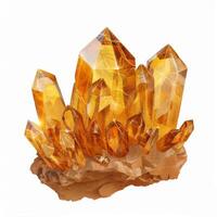 Stunning Golden Citrine Crystal Gemstone Cluster on Rocky Base photo