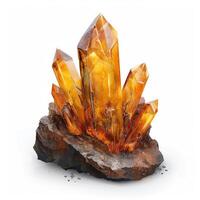 Amber Crystal Cluster on Rock photo