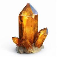 Golden Crystal Cluster on White Background photo