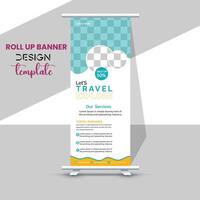 Modern Travel Rollup Banner Design Template vector