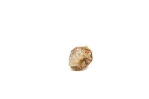 Quartz crystal isolated on white background, semi-precious stones or gemstone design elements, side view. For text. Horizontal photo