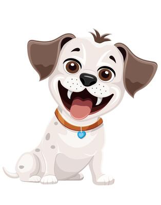 small puppy dog flat cartoon illustration isolated on white background