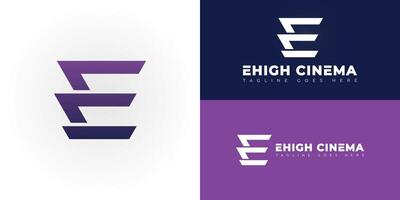 Abstract initial letters EC or CE logo in purple color isolated on multiple background colors. The logo is suitable for content media production studio logo design illustration inspiration vector