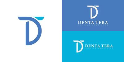 Abstract initial letters DT or TD logo in blue color isolated on multiple background colors. The logo is suitable for dental practice logo design illustration inspiration templates. vector