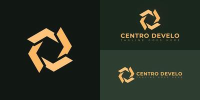 Abstract initial letters VD or DV logo in gold color isolated on multiple background colors. The logo is suitable for construction company logo design illustration inspiration templates. vector