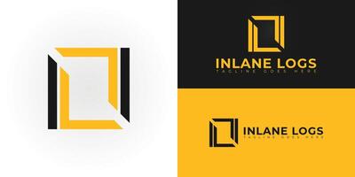 Abstract initial square letters IL or LI logo in yellow color isolated on multiple background colors. The logo is suitable for warehouse logistics logo design illustration inspiration templates vector