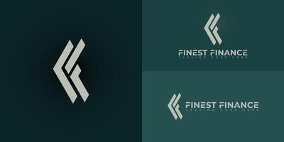 Abstract initial letters F or FF logo in grey color isolated on multiple background colors. The logo is suitable for accounting and financial company logo design illustration inspiration vector