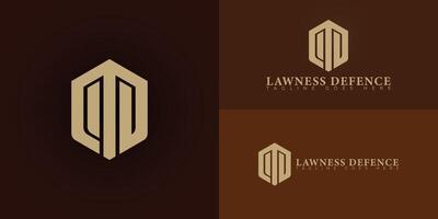 Abstract initial hexagon letters LD or DL logo in luxury gold color isolated on multiple background colors. The logo is suitable for law firm logo design illustration inspiration templates. vector