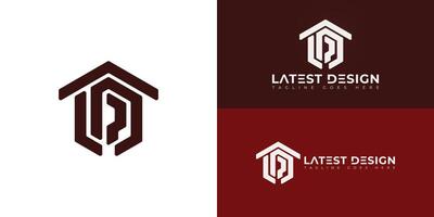 Abstract initial letters LD or DL logo in red color isolated on multiple background colors. The logo is suitable for real estate and property business logo design illustration inspiration vector