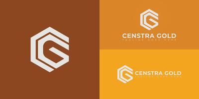 Abstract initial hexagon letters CG or GC logo in white color isolated on multiple background colors. The logo is suitable for the mineral business industry logo design illustration inspiration vector