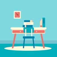 flat design illustration of workspace desk vector