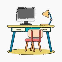 flat design illustration of workspace desk vector
